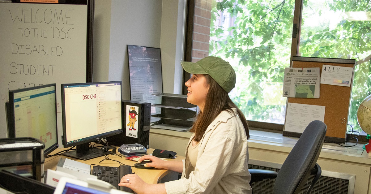 A student in the Disabled Student Center, located in the Access Center